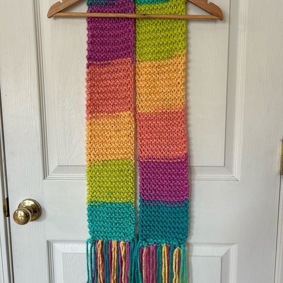 Hand knit Colorful Knit Scarf - Picture 1 of 7